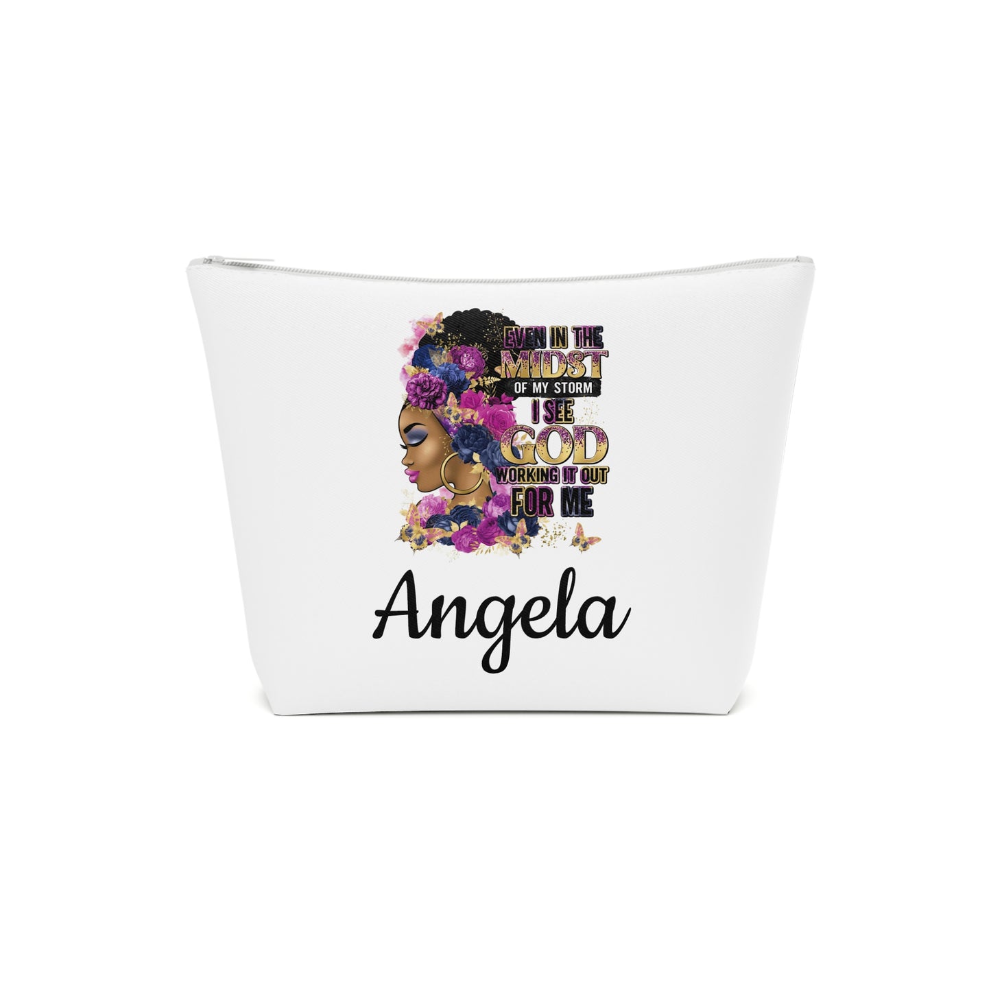 Cosmetic Bag - Personalized 'In the Midst of the Storm I See God is working it out for Me' Makeup Bag