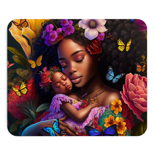 Mouse Pad - Black Girl Mom African Mom with Baby Design