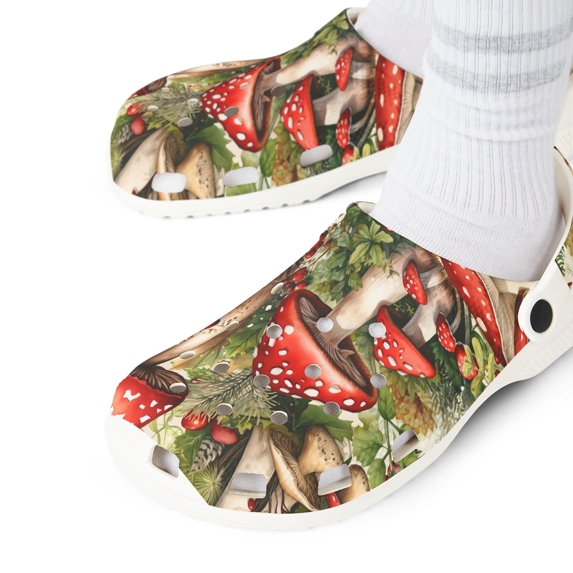 Whimsical Mushroom Print Clogs