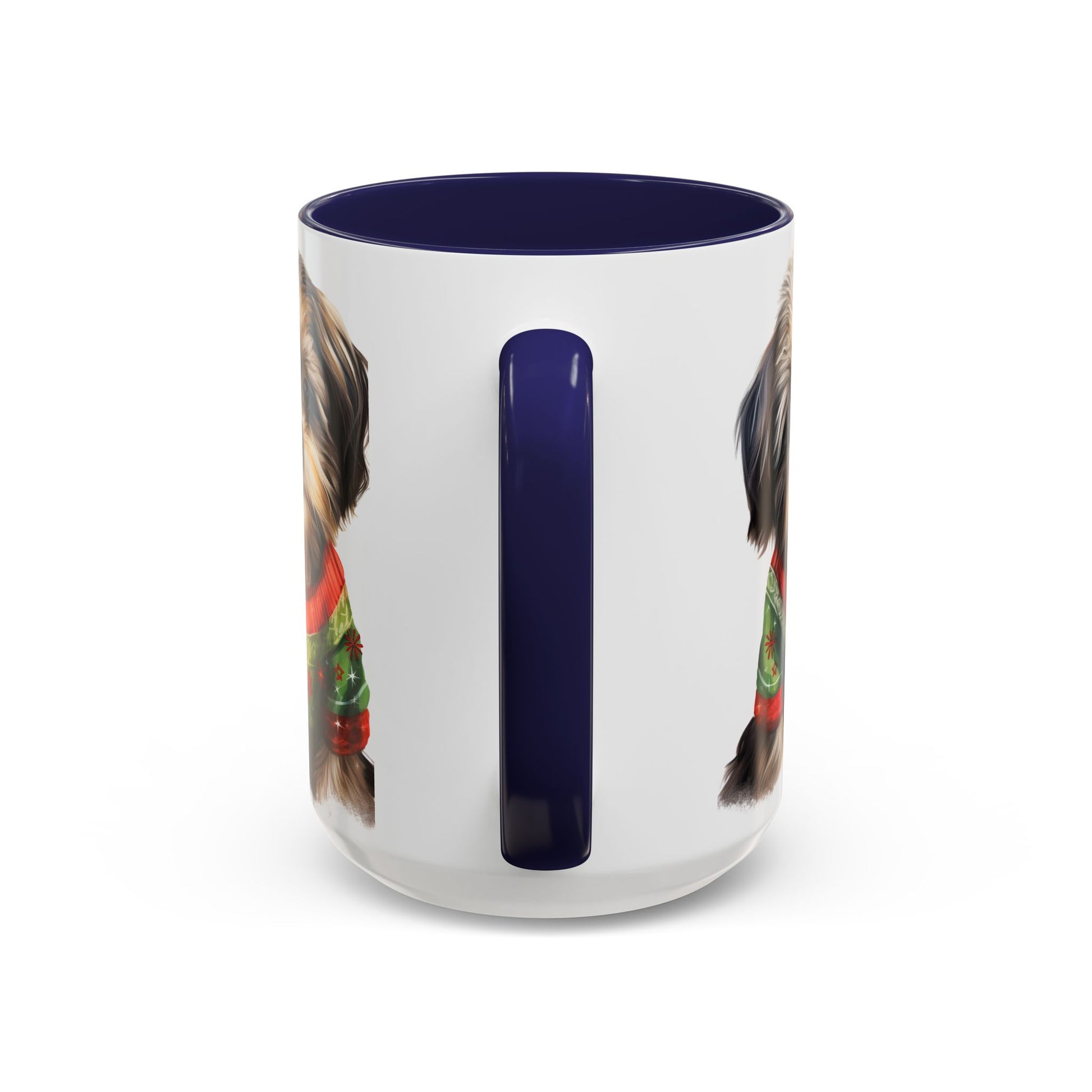 Shih Tzu Holiday Mug — Cute Puppy in Christmas Sweater Accent Coffee Mug