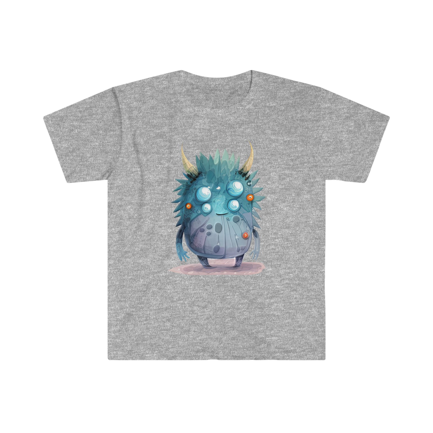 Young Men's Graphic Tee Cute Blue Monster Unisex Softstyle T-Shirt