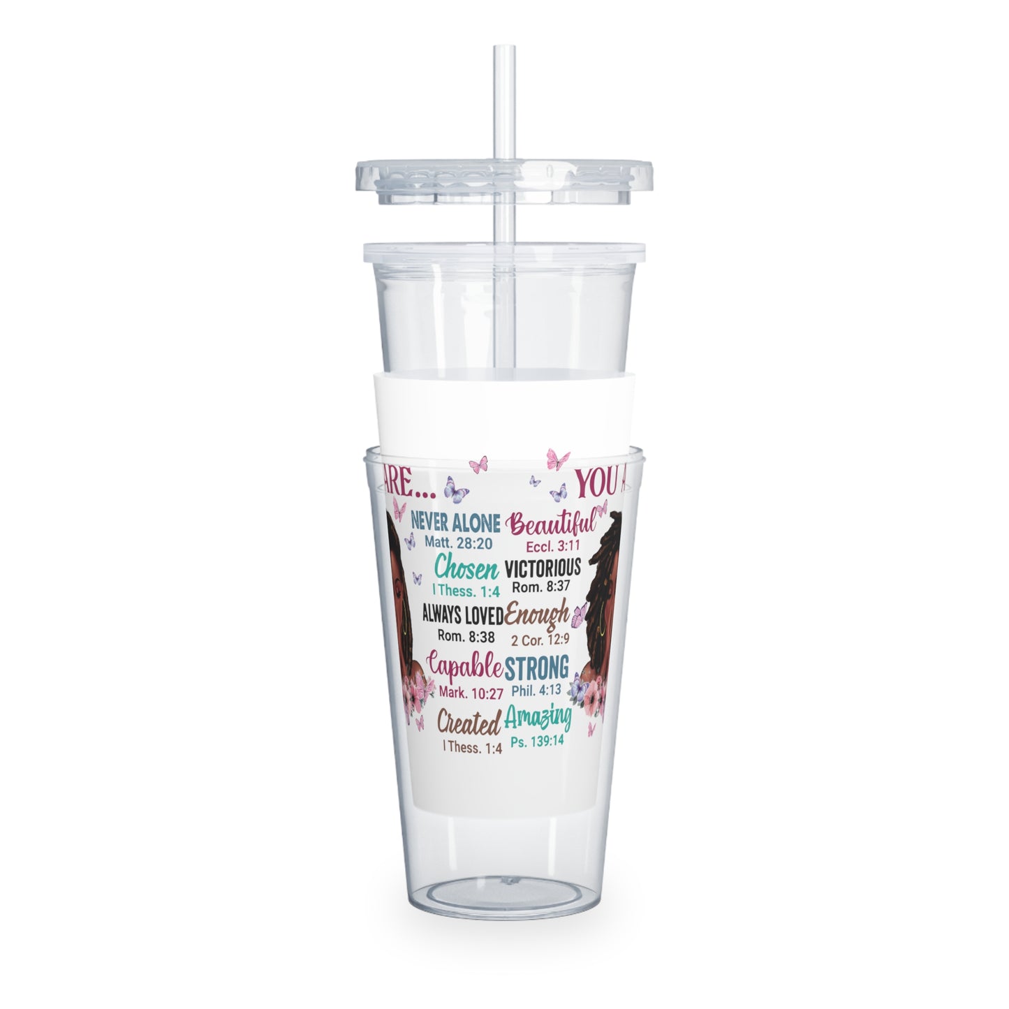 God Says You Are Black Girl Inspirational Plastic Tumbler with Straw