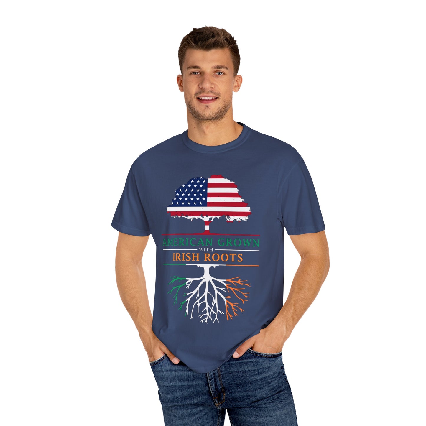 American Grown with Irish Roots T-Shirt, Unisex Tee for St Patrick's Day, Irish Pride, Casual Wear, Gift for Him/Her