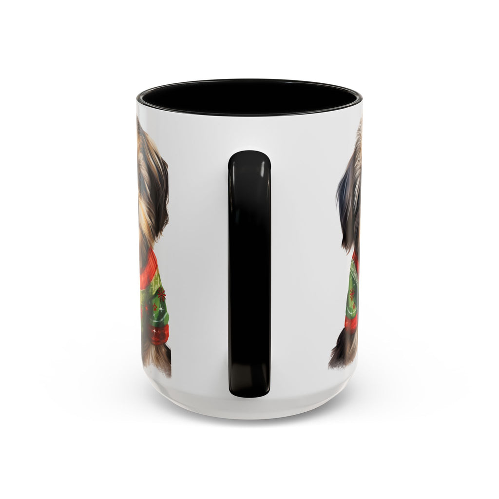 Shih Tzu Holiday Mug — Cute Puppy in Christmas Sweater Accent Coffee Mug