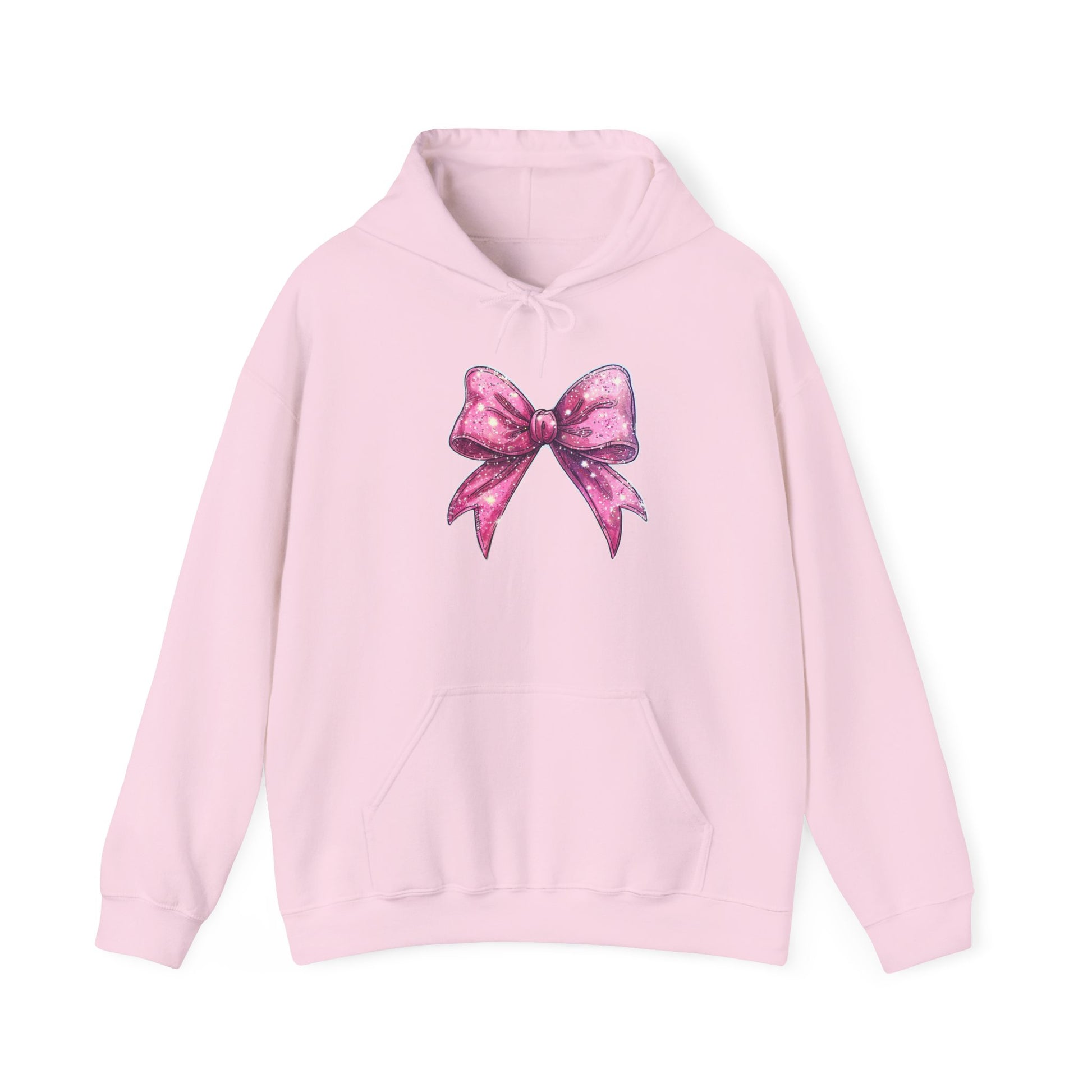 Chic Pink Bow Hoodie - Cozy Fashion, Inspirational Gift, Everyday Wear, Holiday Sweatshirt, Cute Casual Apparel