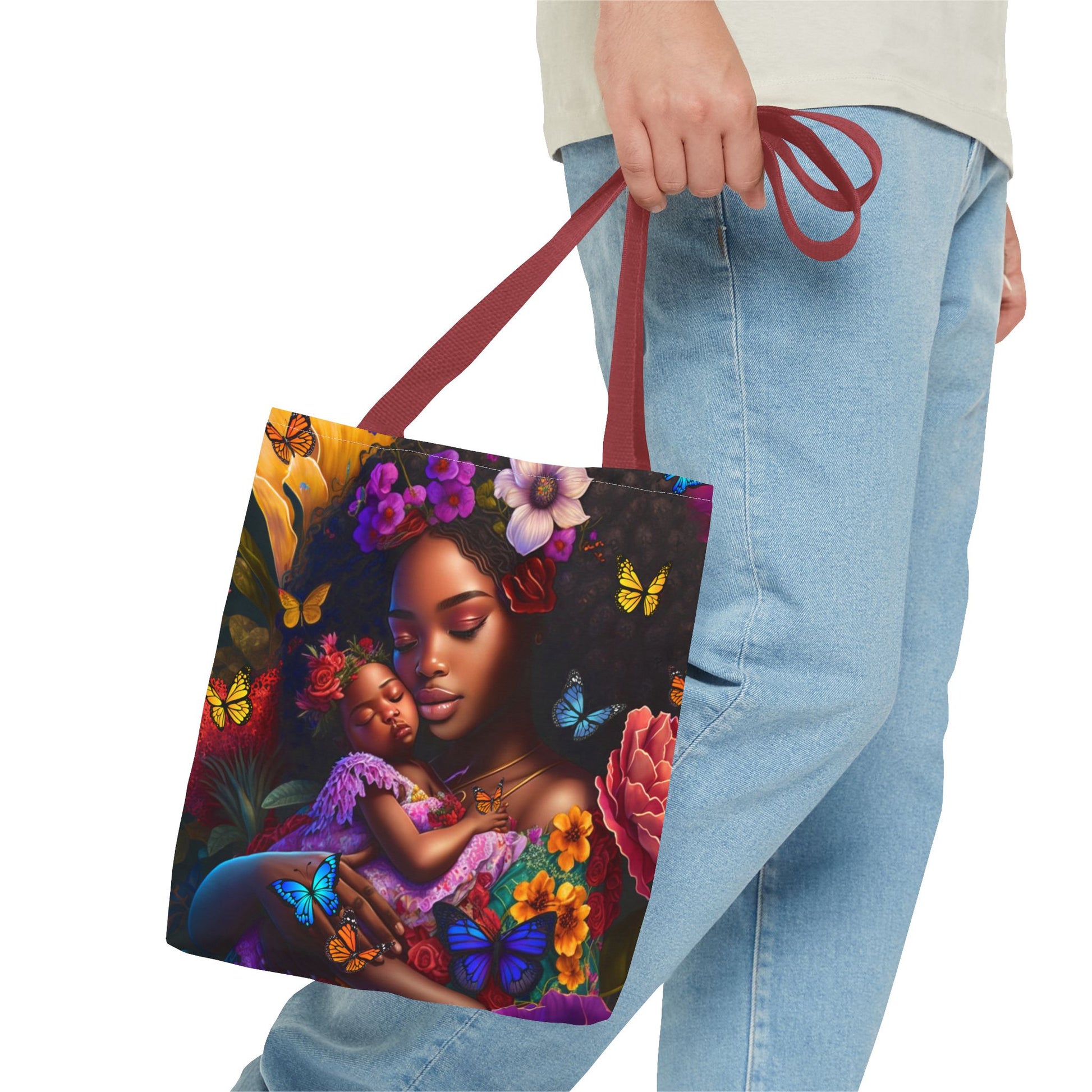 African American Mom with Baby Tote Bag