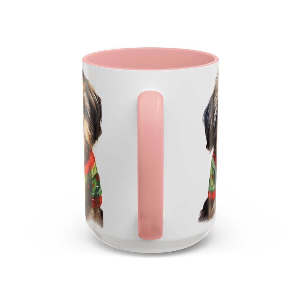 Shih Tzu Holiday Mug — Cute Puppy in Christmas Sweater Accent Coffee Mug