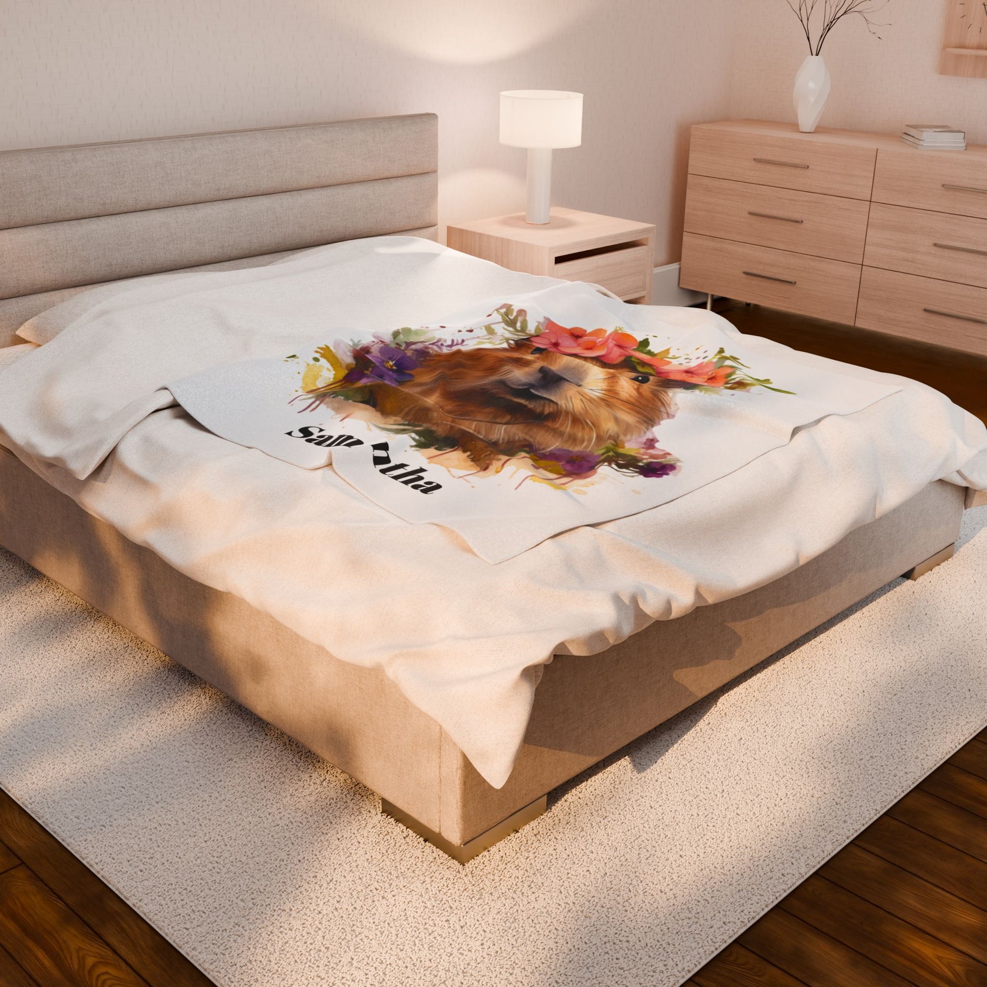 Personalized Capybara Velveteen Plush Blanket