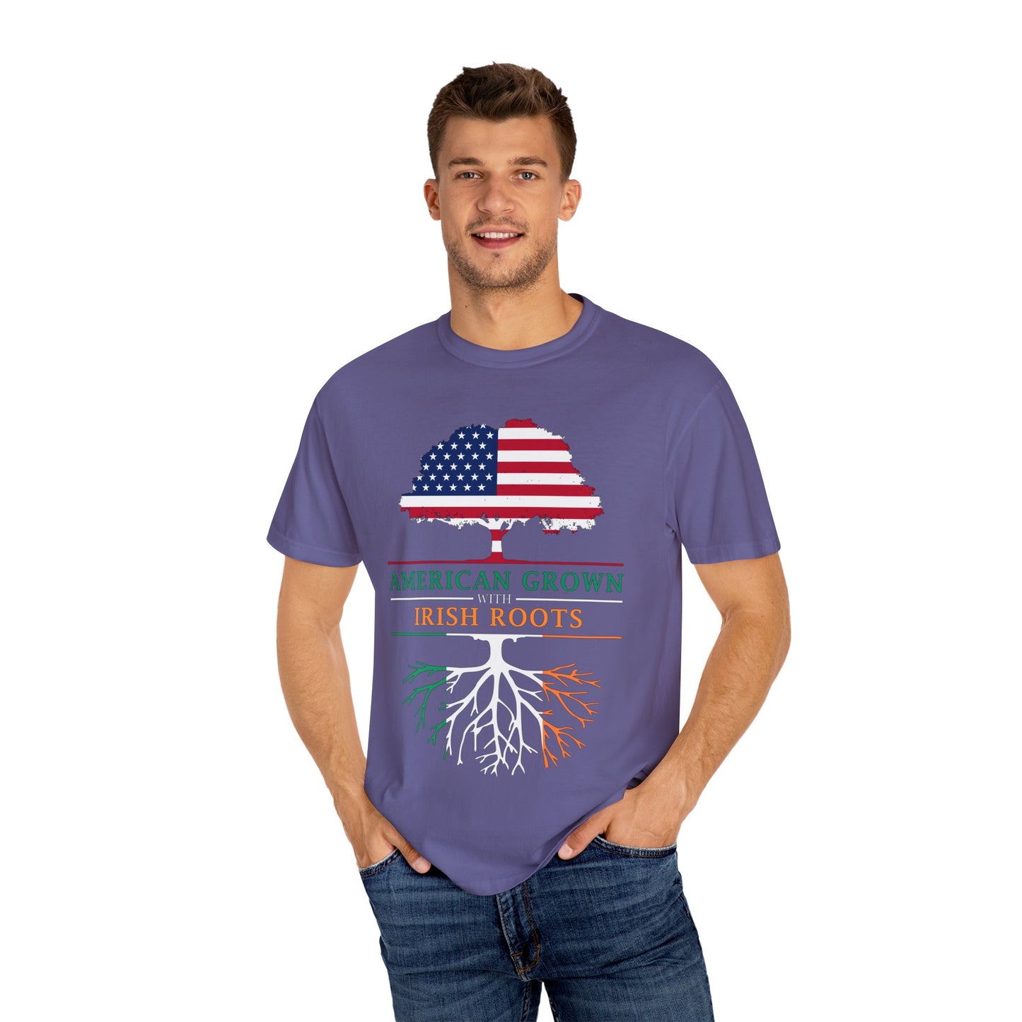 American Grown with Irish Roots T-Shirt, Unisex Tee for St Patrick's Day, Irish Pride, Casual Wear, Gift for Him/Her