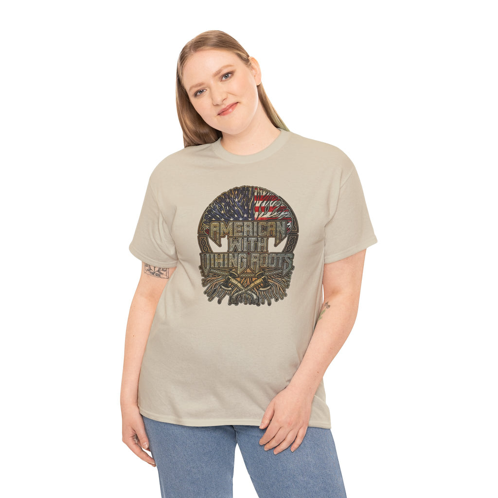 American Roots Viking Patriotic Tee - Father's Day Gift Heavy Cotton T-Shirt