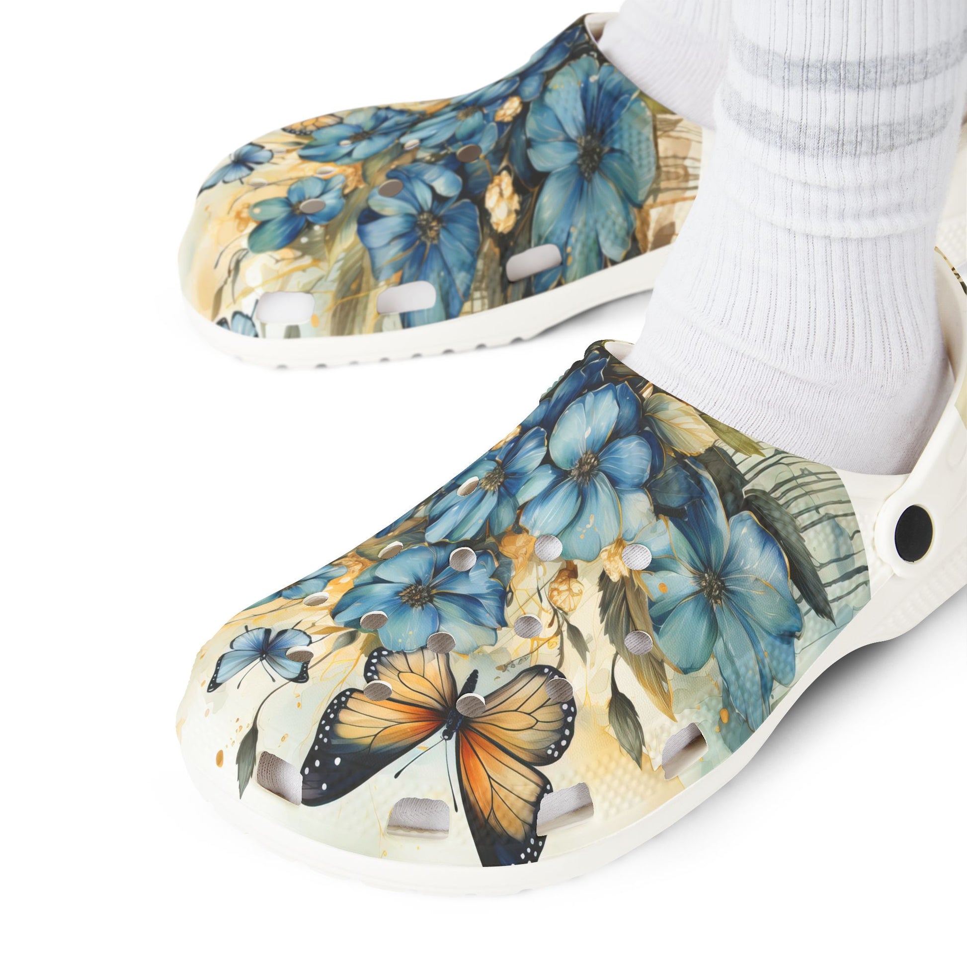 Floral Butterfly EVA Foam Clogs, Garden Party, Casual Slip-Ons