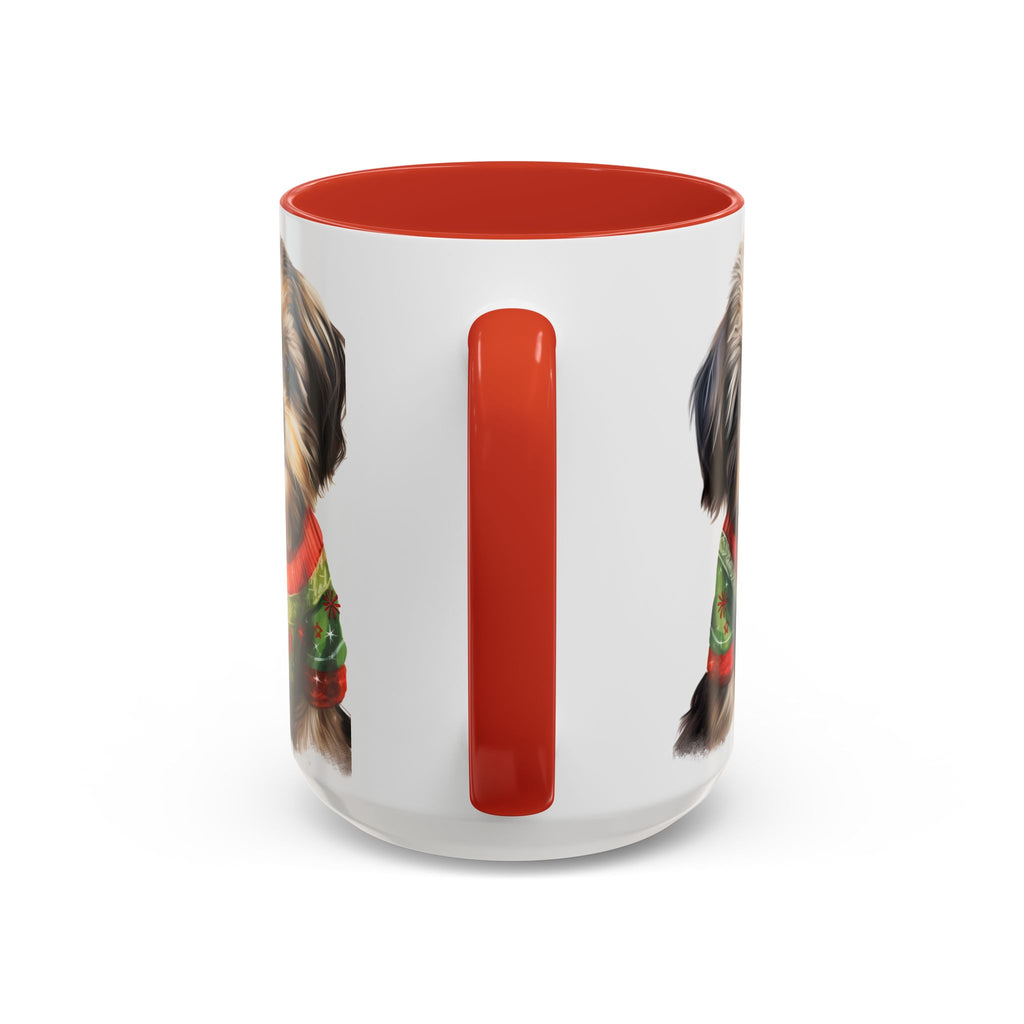 Shih Tzu Holiday Mug — Cute Puppy in Christmas Sweater Accent Coffee Mug