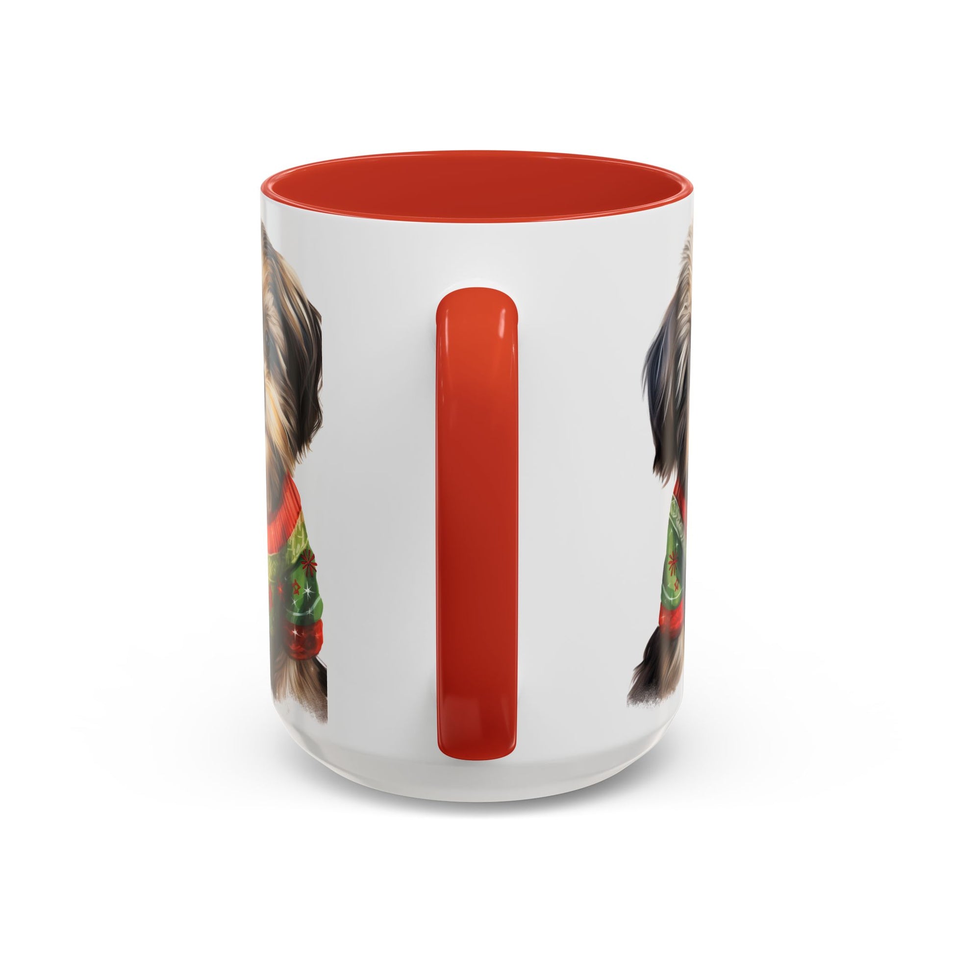 Shih Tzu Holiday Mug — Cute Puppy in Christmas Sweater Accent Coffee Mug