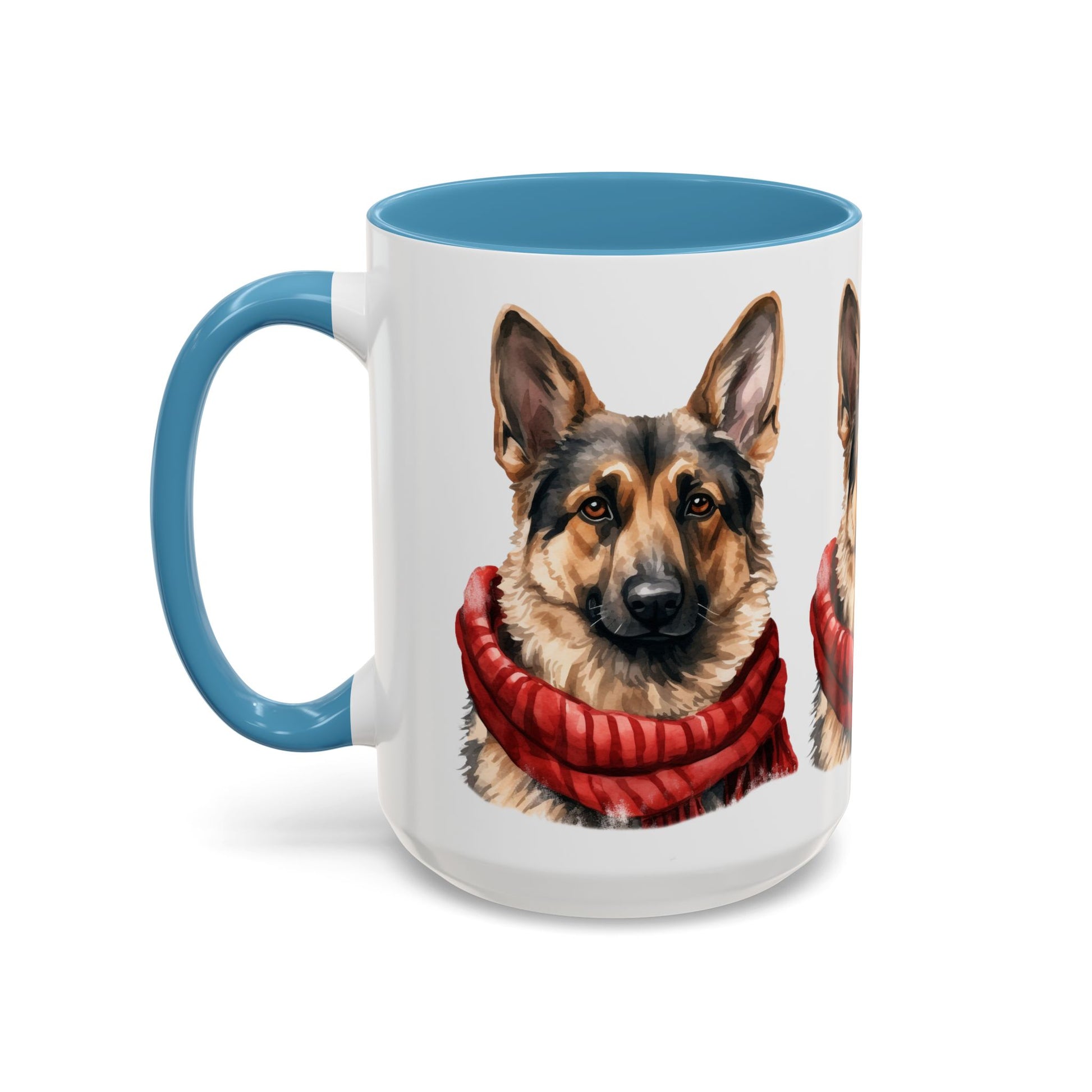 German Shepherd in Red Scarf Accent Coffee Mug | 11oz 15oz