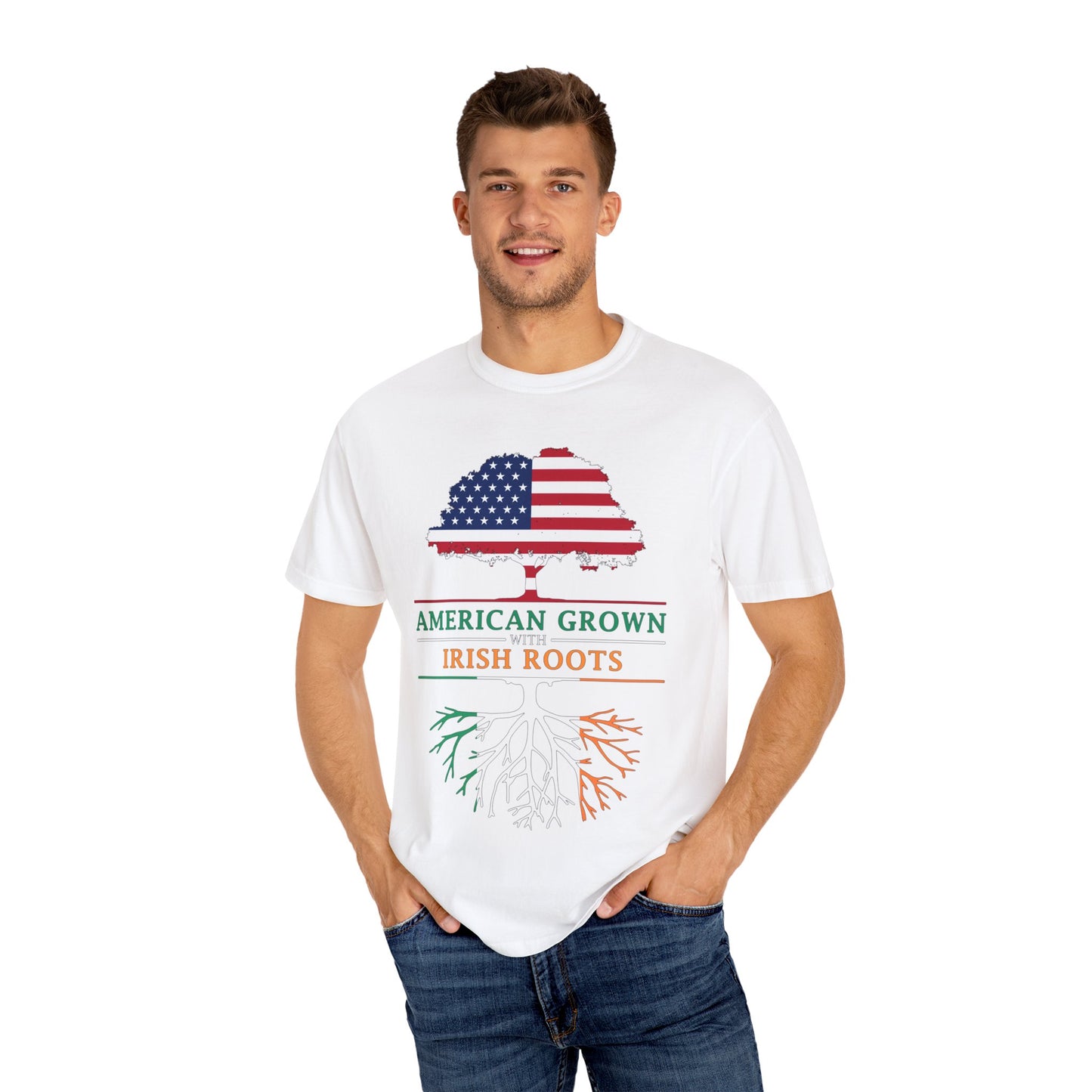 American Grown with Irish Roots T-Shirt, Unisex Tee for St Patrick's Day, Irish Pride, Casual Wear, Gift for Him/Her