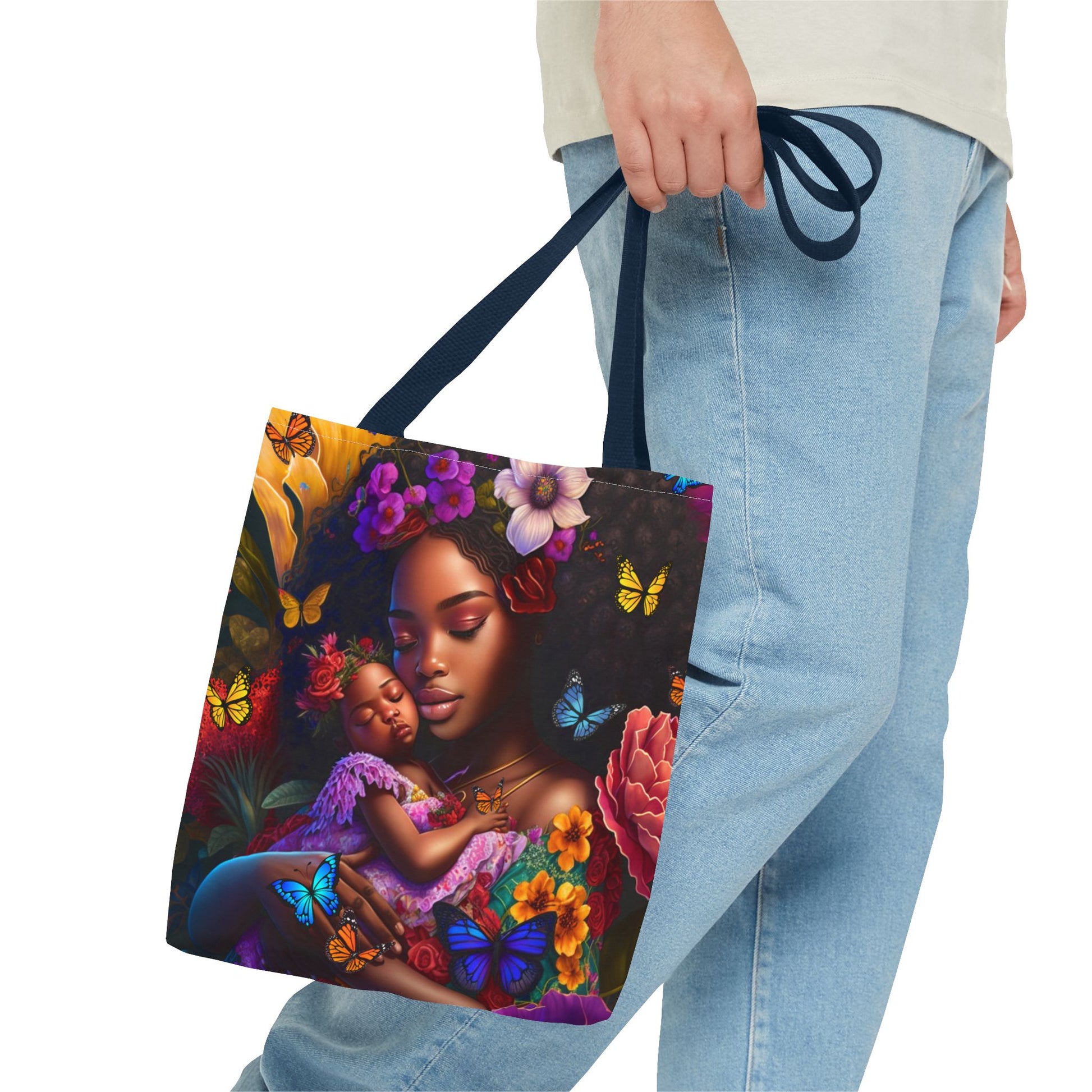 African American Mom with Baby Tote Bag