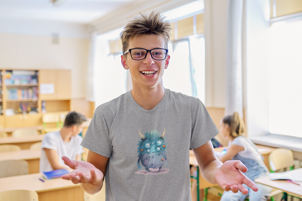 Young Men's Graphic Tee Cute Blue Monster Unisex Softstyle T-Shirt