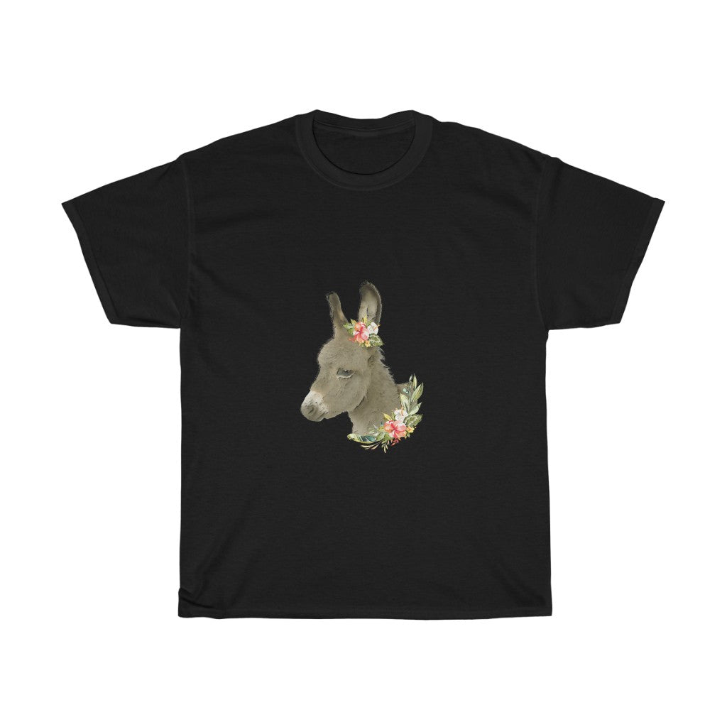 Women's Tee Cute Donkey With Flowers Tee