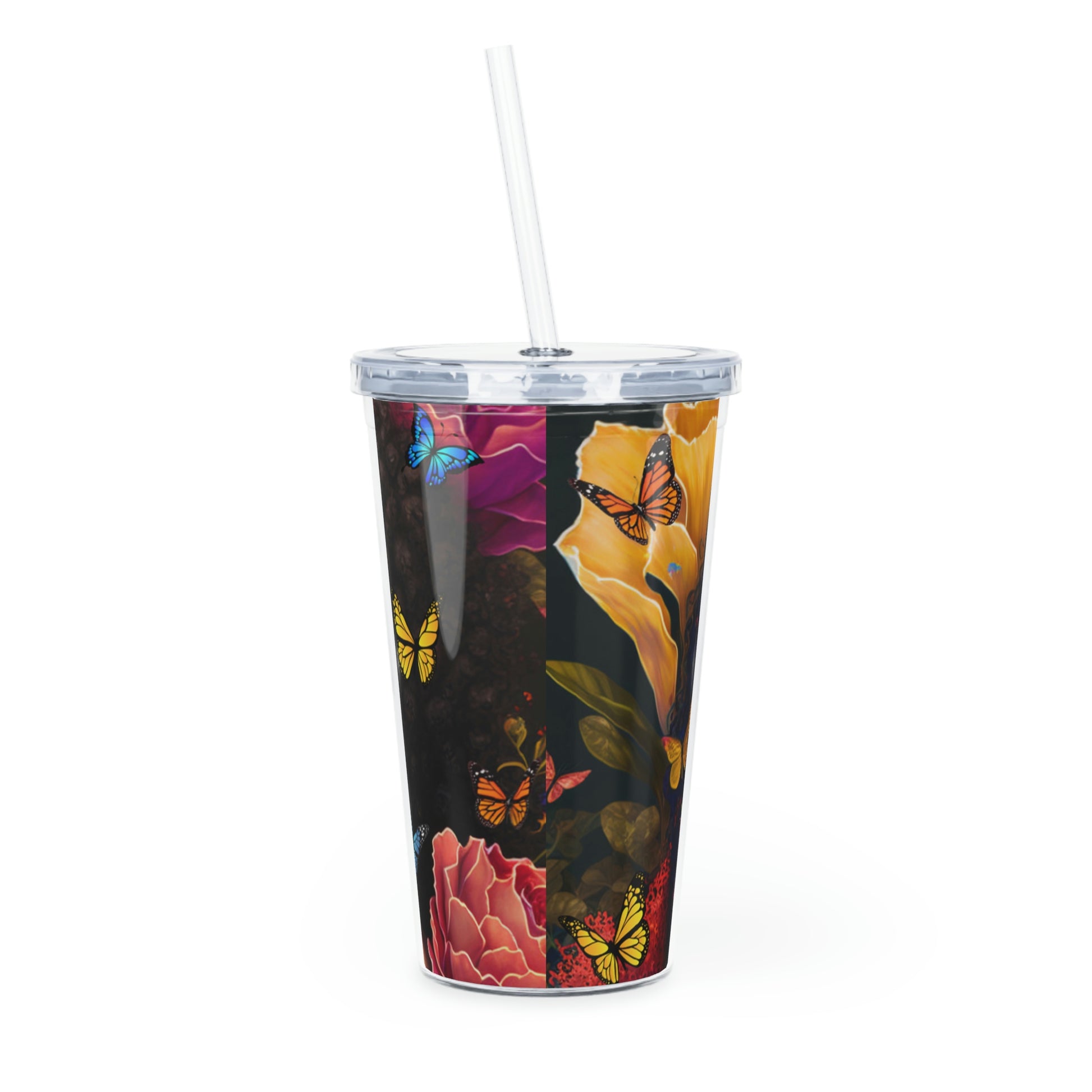 Plastic Tumbler Black Mom and Baby Tumbler with Straw