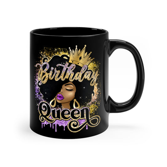 Coffee Mug Black Birthday Queen 11oz Black Mug