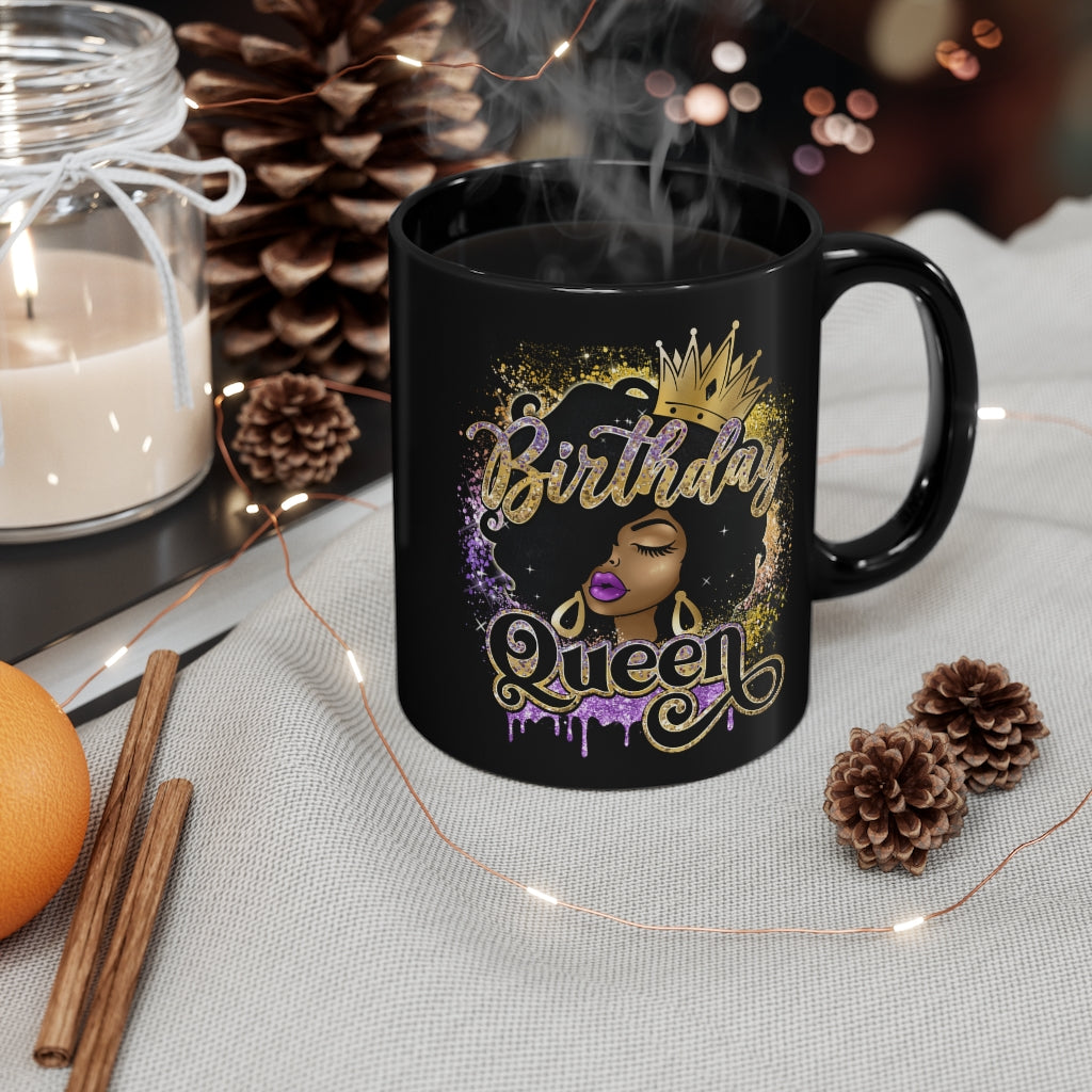 Coffee Mug Black Birthday Queen 11oz Black Mug