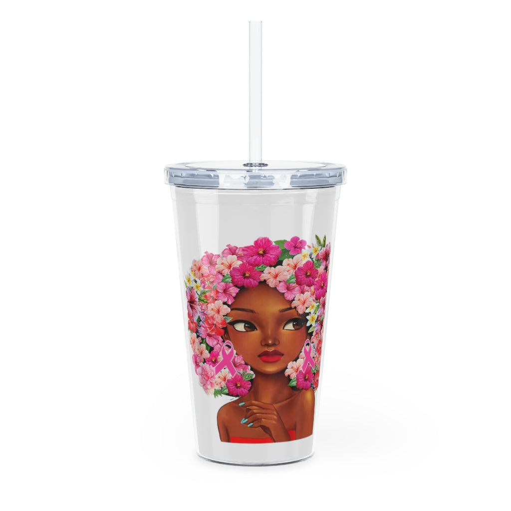 Plastic Tumbler Black Girl Plastic Tumbler with Straw