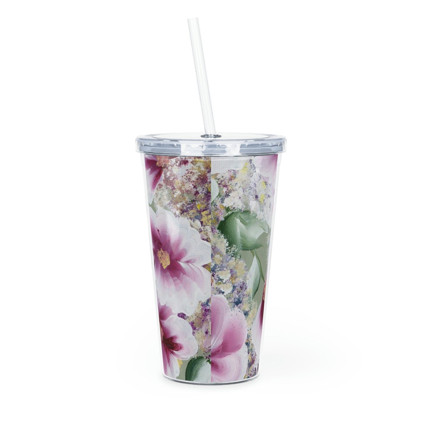 Plastic Tumbler Spring Flowers Tumbler with Straw