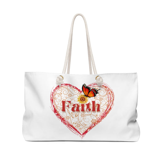 Overnight Bag Weekend Tote Bag FAITH Shopping Artist's or Beach Bag