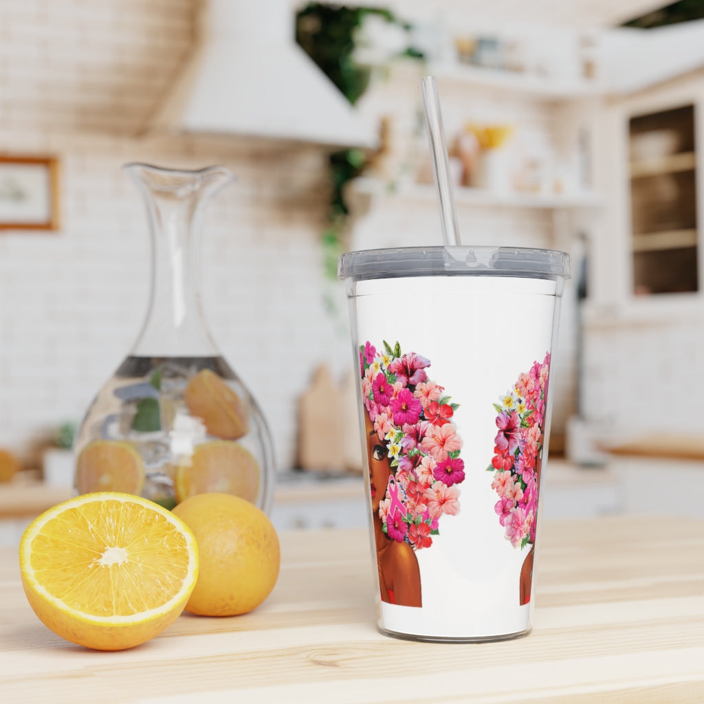 Plastic Tumbler Black Girl Plastic Tumbler with Straw