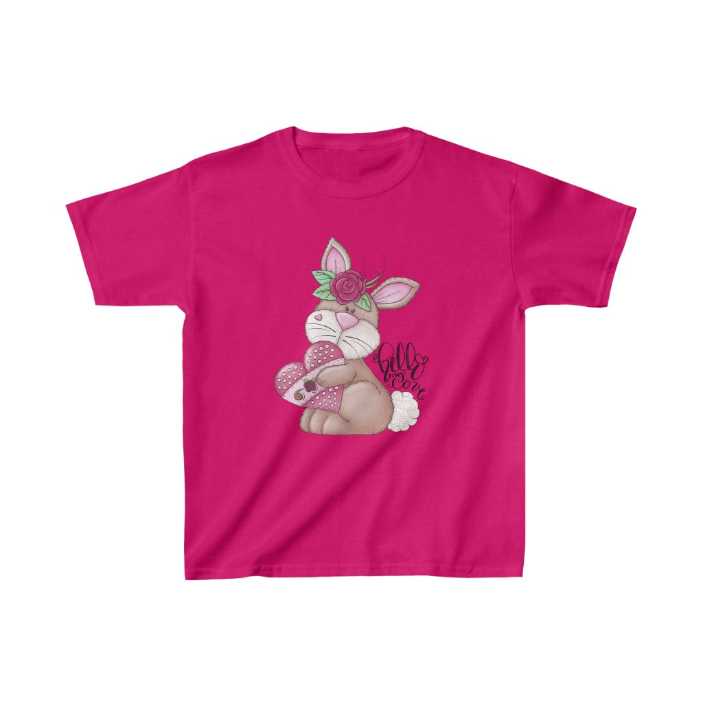 Girl's Cute Love Bunny Heavy Cotton Tee