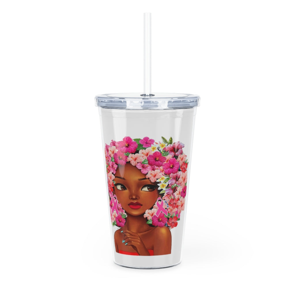 Plastic Tumbler Black Girl Plastic Tumbler with Straw
