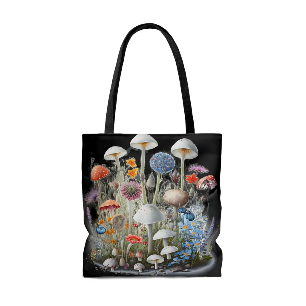 Tote Bag Wild Mushrooms on Black Tote
