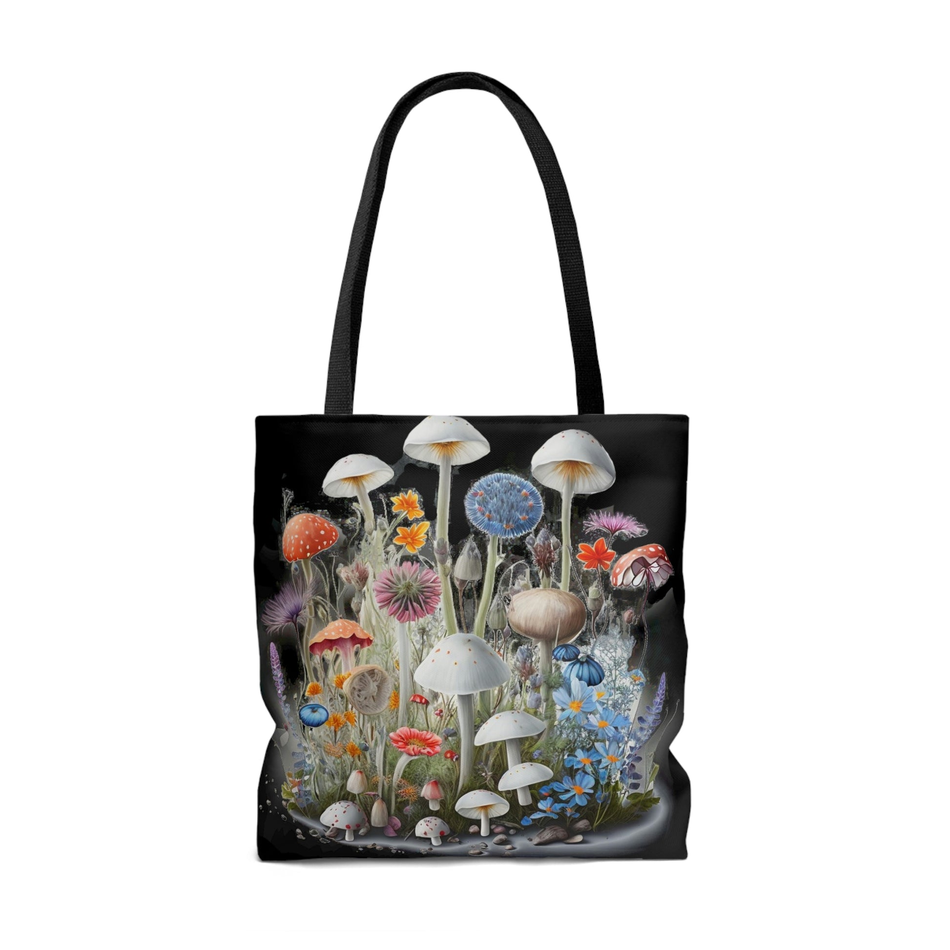 Tote Bag Wild Mushrooms on Black Tote