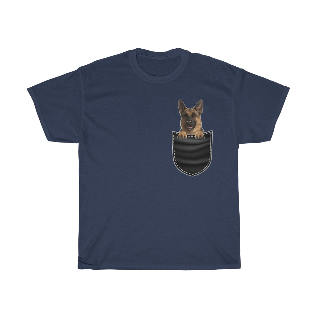 Men's Tee Cute Pocket Puppy Cotton Tee Available in multiple dog breeds.