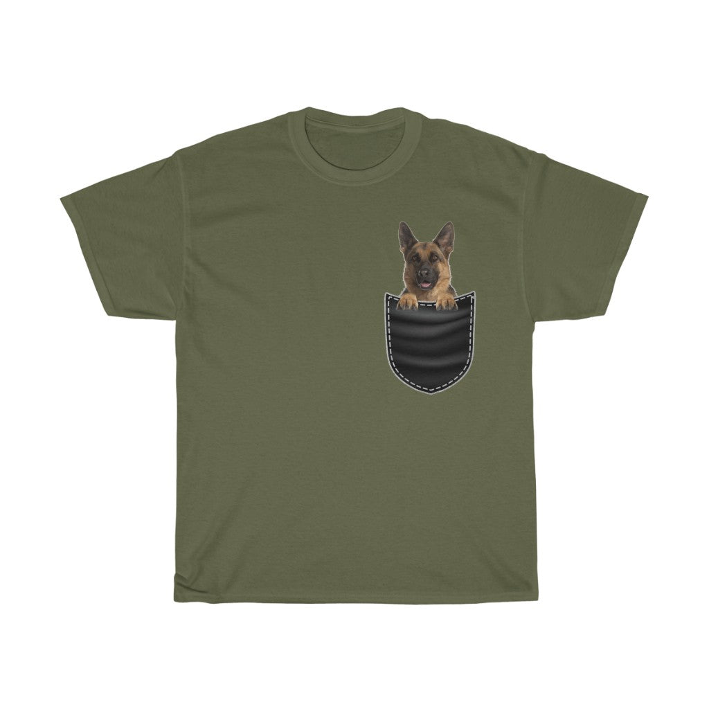 Men's Tee Cute Pocket Puppy Cotton Tee Available in multiple dog breeds.