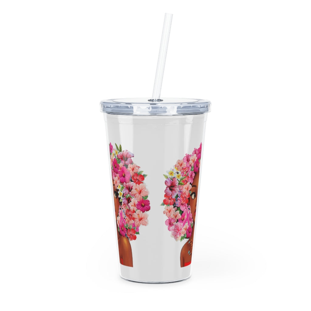 Plastic Tumbler Black Girl Plastic Tumbler with Straw