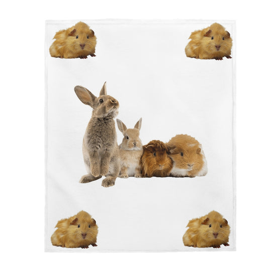 Decorative Blanket Rabbits and Guinea Pig Velveteen Plush Blanket