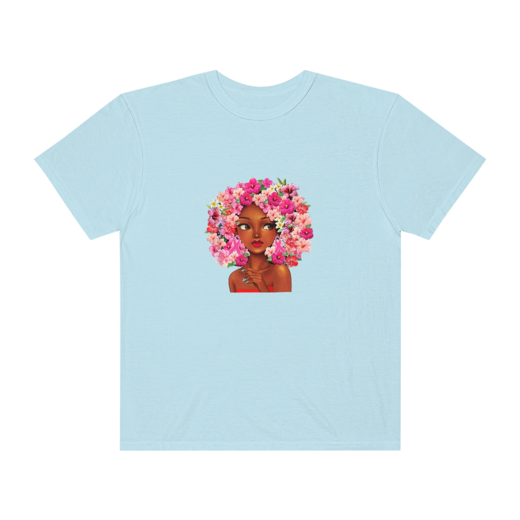 Black Girl On Tee with Flowered Hair