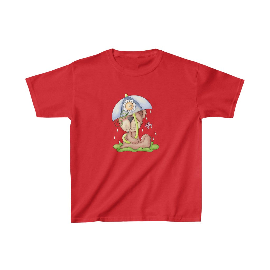 Toddler Tee Cute Rainy Day Bear with an Umbrella Tee