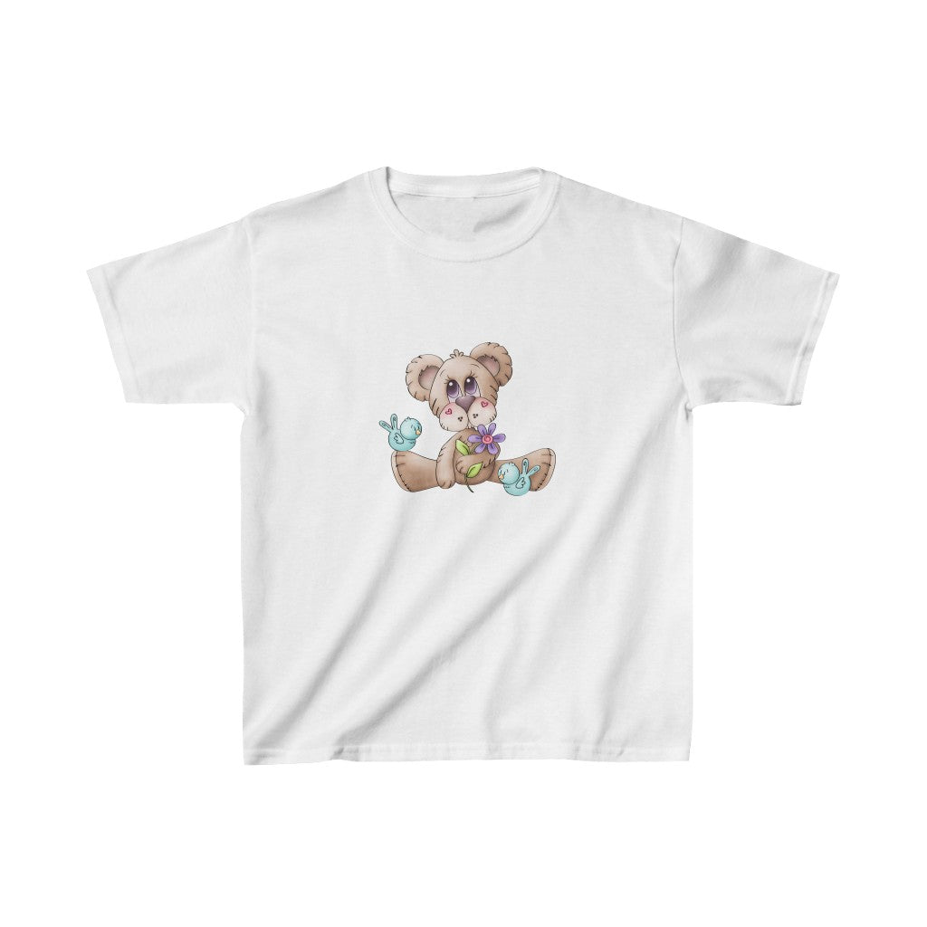 Toddler White tee with brown bear
