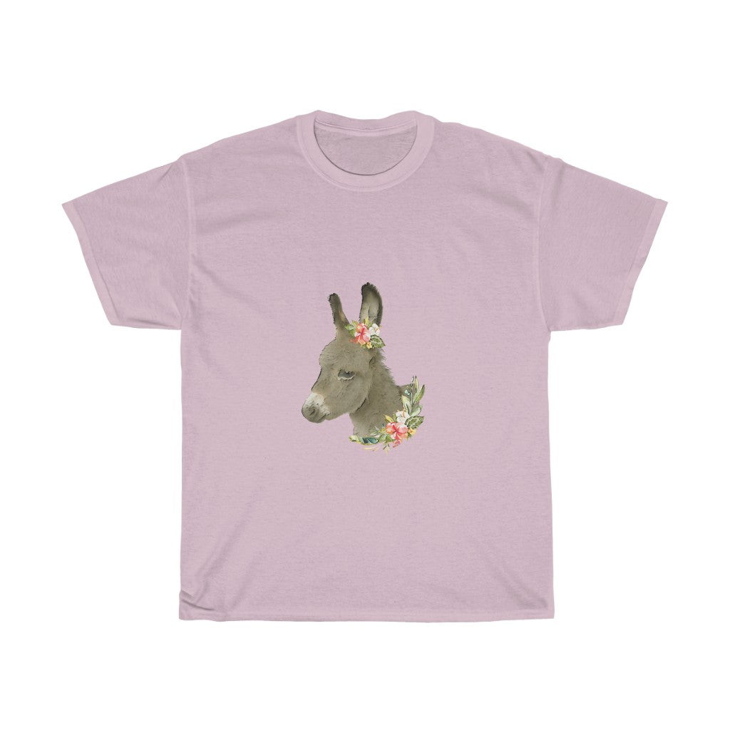 Women's Tee Cute Donkey With Flowers Tee