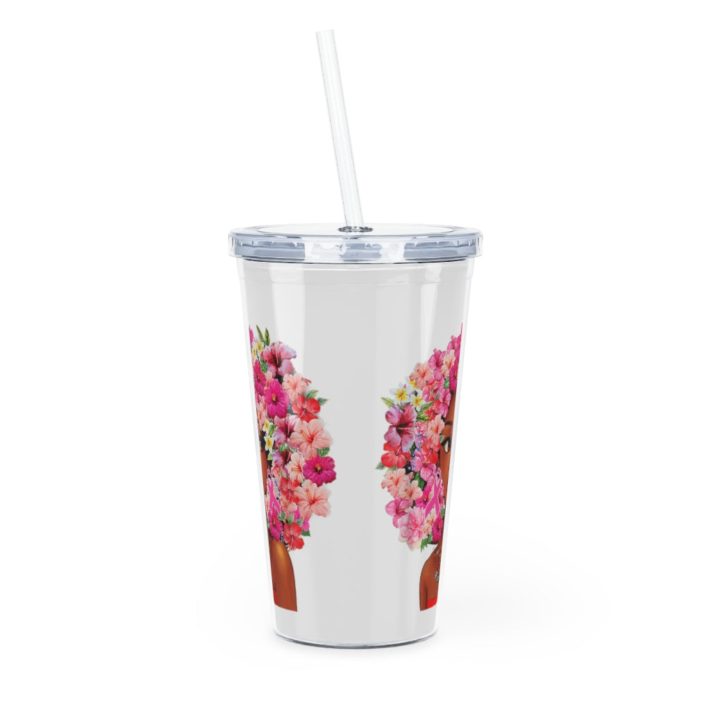 Plastic Tumbler Black Girl Plastic Tumbler with Straw