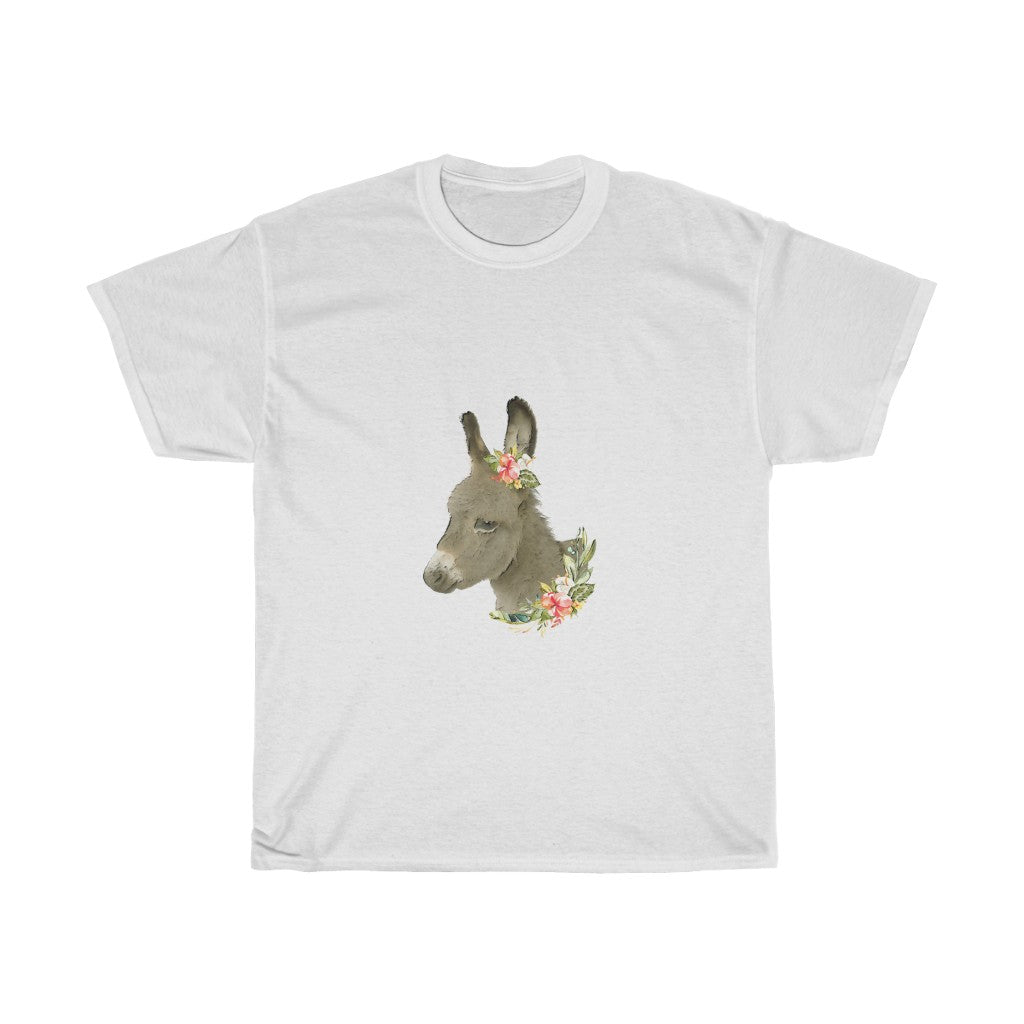 Women's Tee Cute Donkey With Flowers Tee