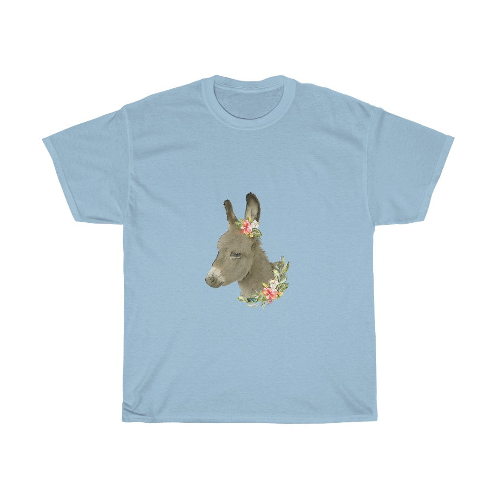 Women's Tee Cute Donkey With Flowers Tee