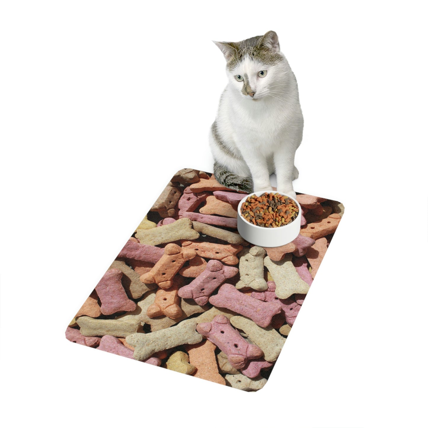 Floor Mat Pet Dog Bones Food Mat (12x18)