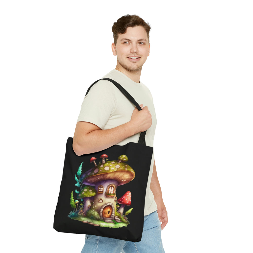 Tote Bag Mushroom Themed Black Tote Bag
