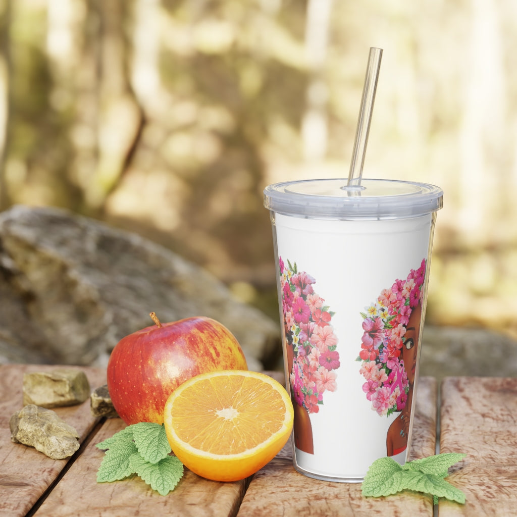 Plastic Tumbler Black Girl Plastic Tumbler with Straw