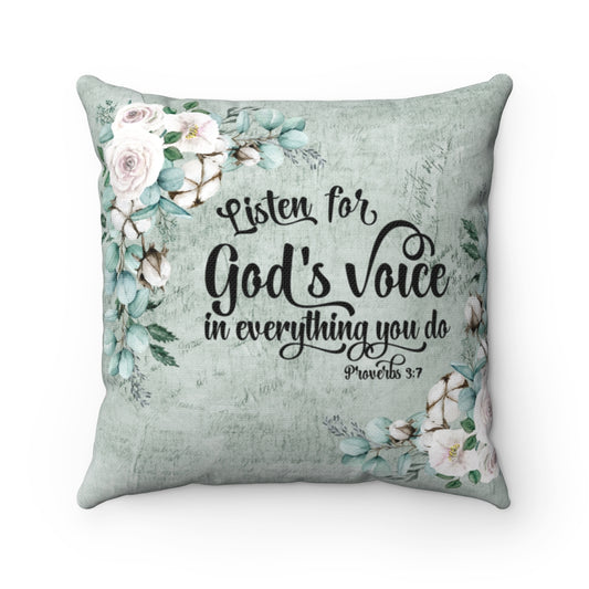 Decorative Pillow Listen for God's Voice Polyester Square Pillow