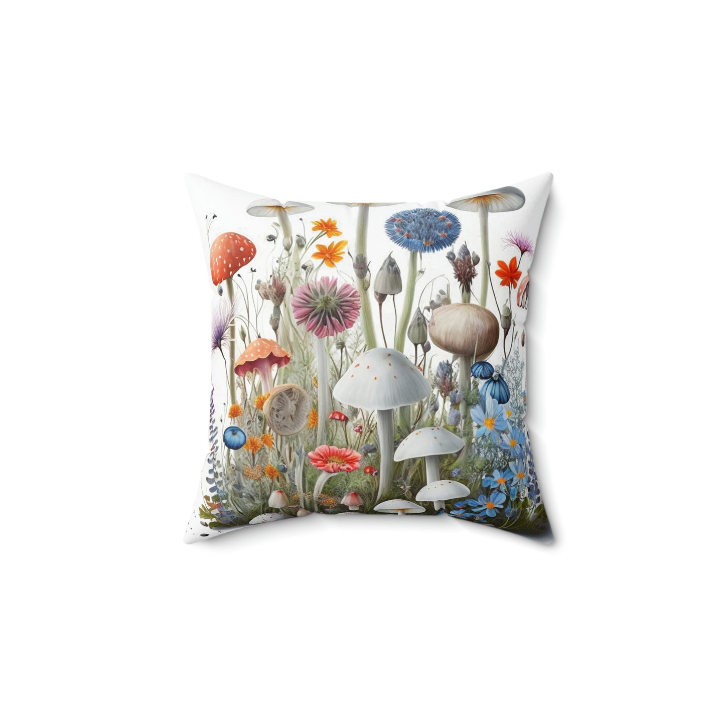 Decorative Pillow Wild Mushrooms, Faux Suede Square Pillow
