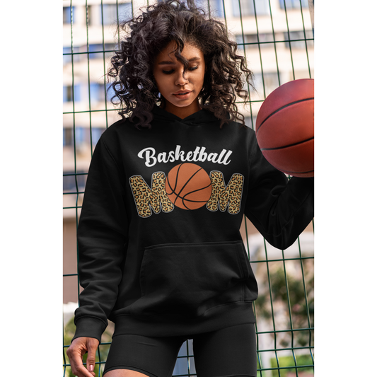 Black Mom in Basketball Mom Hoodie
